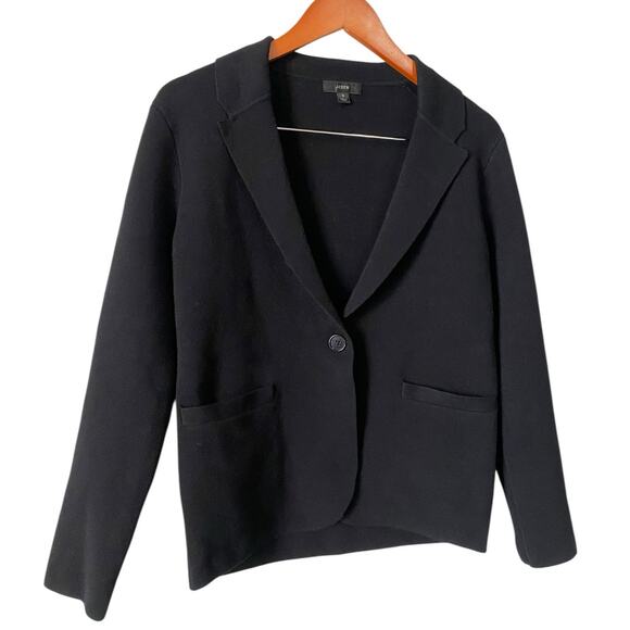 J. Crew Camille Black Sweater Blazer Small Knit Cotton Wool Dark Academia Preppy - Picture 4 of 10